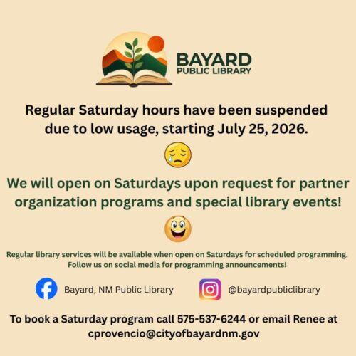 Regular Saturday hours have been eliminated due to low usage! (1)